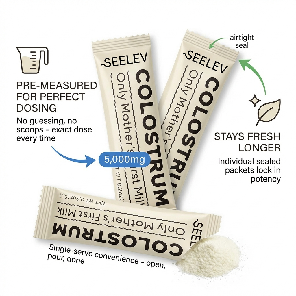 Maximum Potency 5,000mg Colostrum Stick Packs | Seelev™.